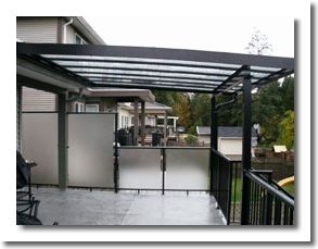 Glass deck cover with aluminum railing system